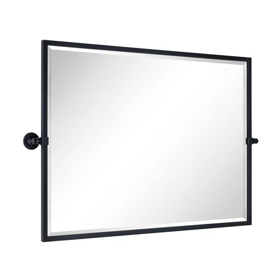 TEHOME Schminkspiegel für Badezimmer, 101,6 x 76,2 cm, mattschwarz, mit Metallrahmen, quadratischer Kante, rechteckig, neigbar, abgeschrägt, für die Wand