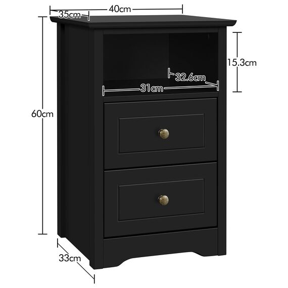Yaheetech 2er Set Nachtschrank Nachttische mit 2 Schubladen und 1 Ablagefach Modern Schuladenschrank aus Holz Boxspringbett Nachtkommode für Schlafzimmer/Wohnzimmer, 40 x 35 x 60 cm
