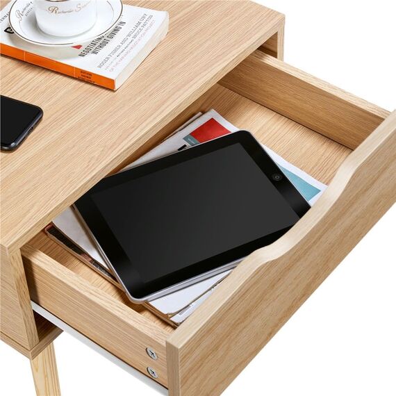 Yaheetech 2er Set Nachttisch Beistelltisch Nachtkommode mit Schublade Holzbeine Sofatisch Nachtschrank Boxspringbett Nachtkommode für Schlafzimmer/Wohnzimmer, Hellbraun