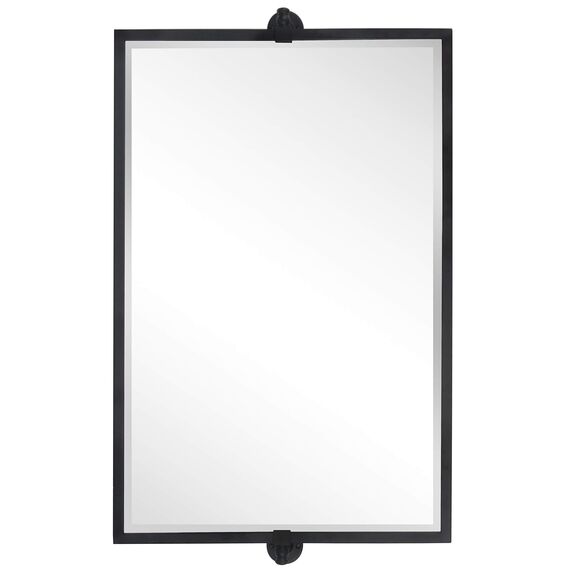 TEHOME Horizontaler Schwenkspiegel, schwarzer Metallrahmen, neigbar, rechteckig, Badezimmerspiegel, abgeschrägt, Kosmetikspiegel für die Wand, 101,6 x 61 cm