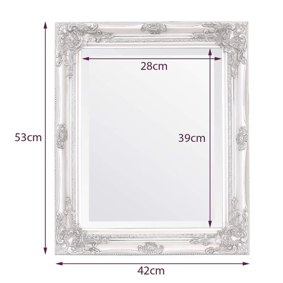 Select Spiegel Rhone Spiegel - French Vintage, Rokoko Barock Stil - 42 cm x 53 cm (Weiß)