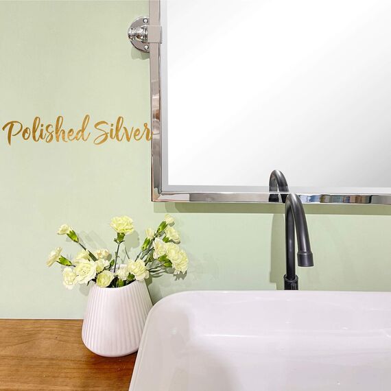 TEHOME Schwenkbarer Badezimmerspiegel aus poliertem Nickel, neigbar, abgeschrägter Kosmetikspiegel in Chrom, 71,9 x 91,4 cm