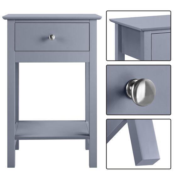 Yaheetech Nachttisch mit Schublade, Beistelltisch mit Ablage, Nachtkonsole Kommode Sofatisch, 40 x 30 x 61 cm Grau
