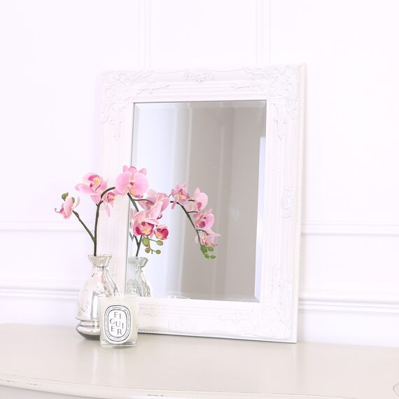 Select Spiegel Rhone Spiegel - French Vintage, Rokoko Barock Stil - 42 cm x 53 cm (Weiß)