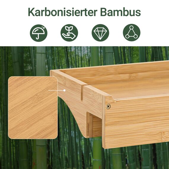 SoBuy Klemmregal fürs Bett mit Kabelführung - Bambus-Nachttisch für Bücher, Smartphones & Brillen, 36x25x9cm Natur NKD01-N