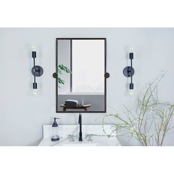 TEHOME Vanty Spiegel, schwenkbar, neigbar, rechteckig, ölgerieben, bronzefarben, Metallrahmen, abgeschrägter Wandspiegel, insgesamt 60,7 x 76,2 cm, Spiegel 50,8 x 76,2 cm