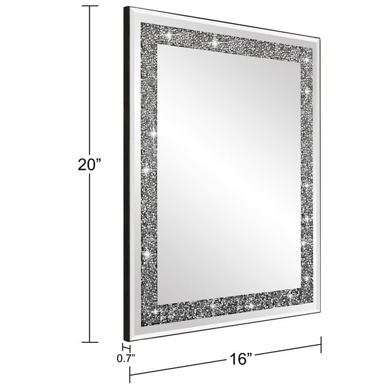 Ruomeng Rechteckiger Wandspiegel, Kristall-Diamant-Spiegel für Heimdekoration, Akzentspiegel für Badezimmer, Eingangsbereich und Schlafzimmer, 40,6 x 50,8 cm