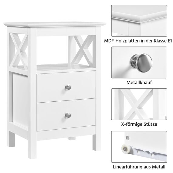 Yaheetech Nachttisch Nachtschrank mit 2 Schubladen Moderne Nachtkommode Boxspringbett Beistelltisch Ablagetisch für Schlafzimmer Wohnzimmer, 40x30x60 cm