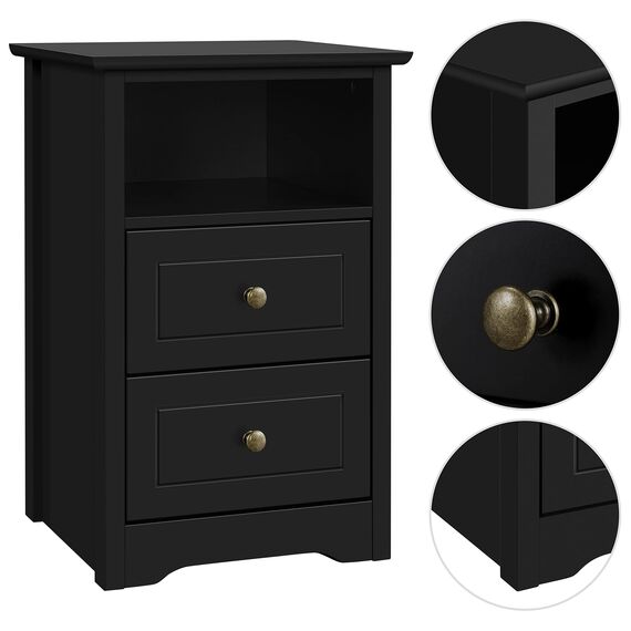 Yaheetech 2er Set Nachtschrank Nachttische mit 2 Schubladen und 1 Ablagefach Modern Schuladenschrank aus Holz Boxspringbett Nachtkommode für Schlafzimmer/Wohnzimmer, 40 x 35 x 60 cm