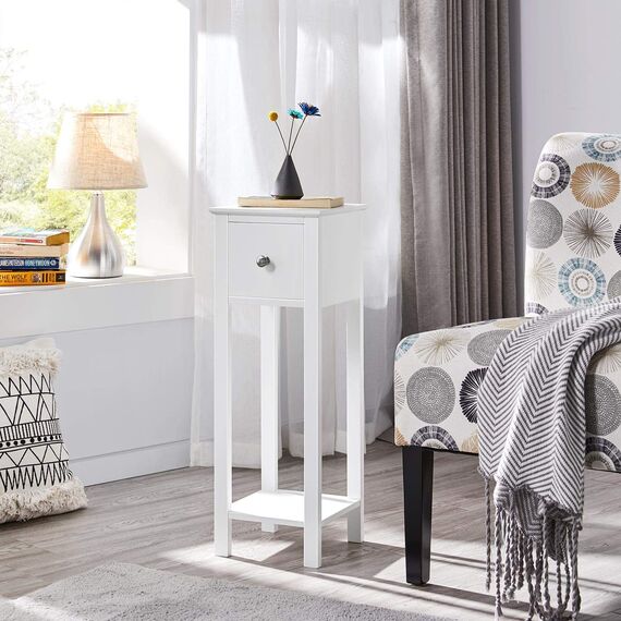 Yaheetech 2er Set Nachttisch Nachtschrank Nachtkommode mit Schublade und Ablage Schlichter Beistelltisch Sofatisch für Wohnzimmer und Schlafzimmer, Weiß