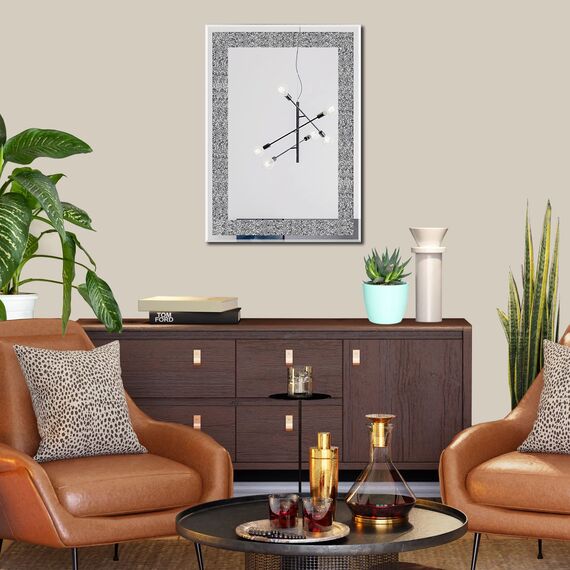 Ruomeng Wandspiegel, rechteckig, Kristall-Diamant-Spiegel für Heimdekoration, Akzentspiegel für Badezimmer, Eingangsbereich und Schlafzimmer, 50,8 x 71,1 cm