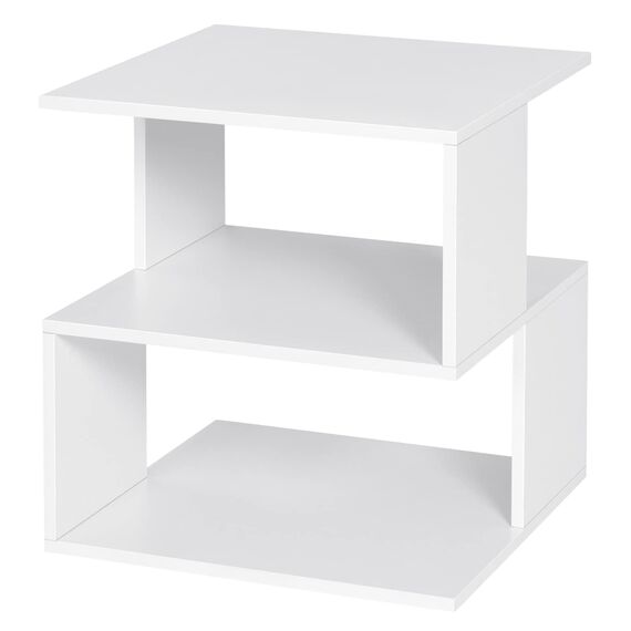EUGAD 2er Set Nachttisch Weiß, Beistelltisch mit 2 Ablagen, kleines Bücherregal, Nachtschrank Nachtkommode Sofatisch für Schlafzimmer oder Wohnzimmer, 40x43,5x40 cm, 0166ZZ-2