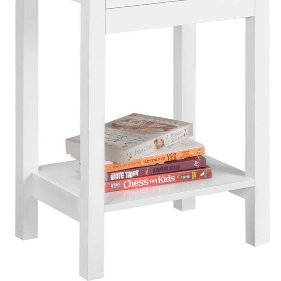 Yaheetech 2er Set Nachttisch Beistelltisch mit Schublade und Ablage Nachtkommode Moderner Telefontisch Cuchtisch aus MDF 40 x 30 x 61 cm, Weiß