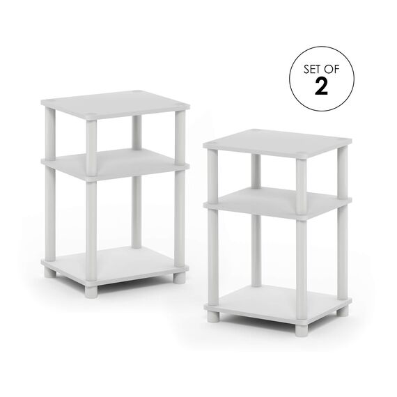Furinno Turn-N-Tube Endtisch, Spanplatte, weiß/weiß, 2-Pack