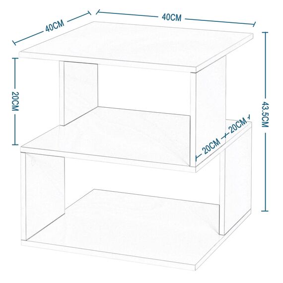 EUGAD Nachttisch Weiß, 35 x 35 x 41,5 cm, mit Zwei offenen Fächern, Nachtschrank für Schlafzimmer, Wohnzimmer oder Büro, 0166ZZ