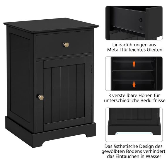 Yaheetech Nachtschrank Nachtkommode Boxspringbett Nachttisch mit 1 Schublade und verstellbarem Einlegeboden Moderner Beistelltisch für Schlafzimmer/Wohnzimmer 40 x 35 x 60 cm, Schwarz