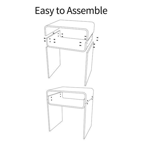solaround Acryl Beistelltisch Nachttisch, Transparent U-Form Tisch, für Schlafzimmer Wohnzimmer, 40 x 30 x 50 cm (Orange)