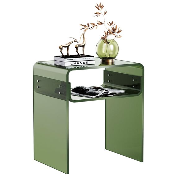 solaround Acryl Beistelltisch Nachttisch, Transparent U-Form Tisch, für Schlafzimmer Wohnzimmer, 40 x 30 x 50 cm (Grün)