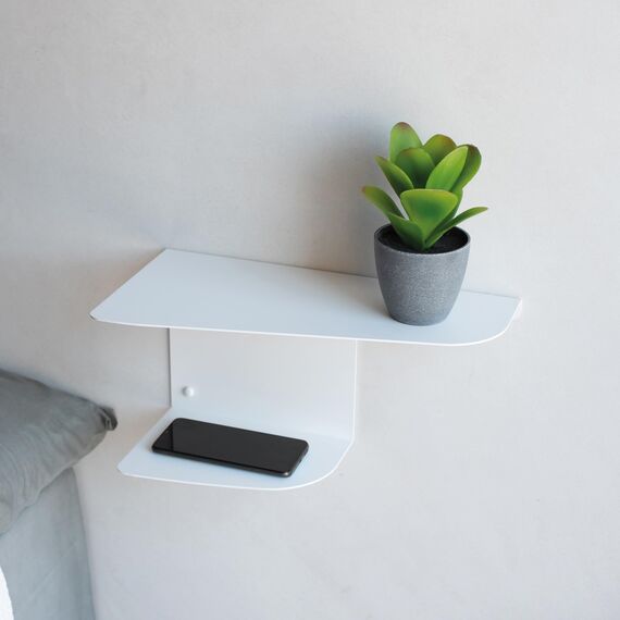 MILUKA Nachttisch Weiß Metall | 2er-Set 40 x 20 cm | Nachttische Hängend für Schlafzimmer & Kinderzimmer | Ideal als Nachtkommode, Sideboard, Wandregal oder Ablage