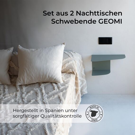 MILUKA Nachtschrank 2er Set Metall Grüne | Nachttisch Hängend 40 x 20 cm, mit 2 Ebenen | Modern Schweberegal perfeckt als Schminktisch, Konsolentisch, Eckregal.