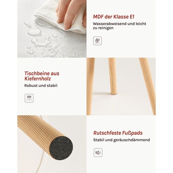 WOLTU Nachttisch 2er Set Beistelltisch Nachtkommode Nachtschrank Sofatisch, mit Schublade, mit Beinen, Holz, MDF, Weiß, TS111ws-2