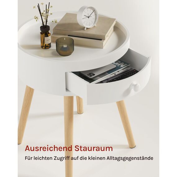 WOLTU Nachttisch 2er Set Beistelltisch Nachtkommode Nachtschrank Sofatisch, mit Schublade, mit Beinen, Holz, MDF, Weiß, TS111ws-2