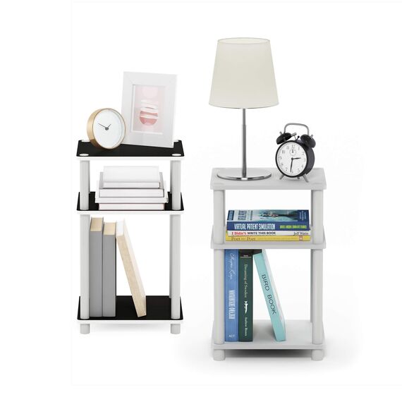 Furinno Turn-N-Tube Endtisch, Spanplatte, weiß/weiß, 2-Pack