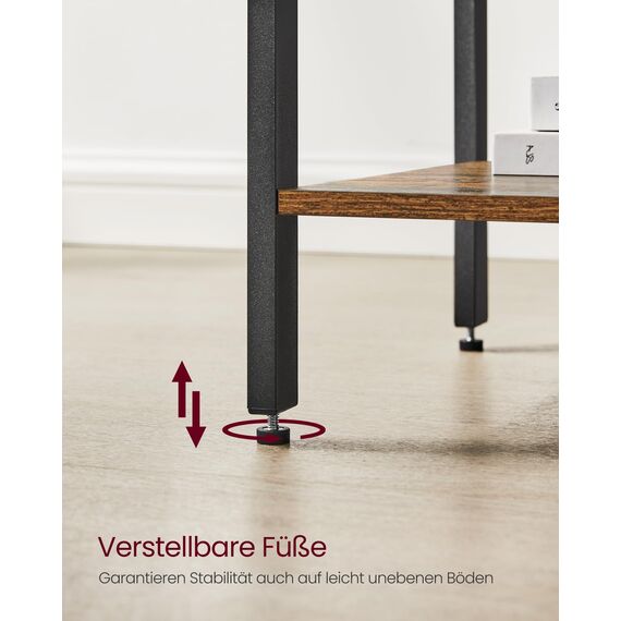 VASAGLE Nachttisch, Nachtkommode, Beistelltisch mit Schublade und Ablage, 40 x 40 x 55 cm, Schlafzimmer, Wohnzimmer, Stahlrahmen, einfacher Aufbau, vintagebraun-schwarz LET55BX