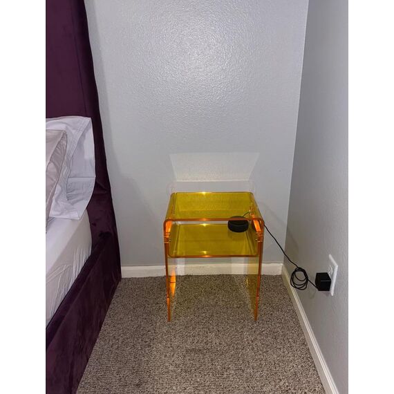 solaround Acryl Beistelltisch Nachttisch, Transparent U-Form Tisch, für Schlafzimmer Wohnzimmer, 40 x 30 x 50 cm (Yellow)