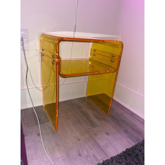solaround Acryl Beistelltisch Nachttisch, Transparent U-Form Tisch, für Schlafzimmer Wohnzimmer, 40 x 30 x 50 cm (Yellow)