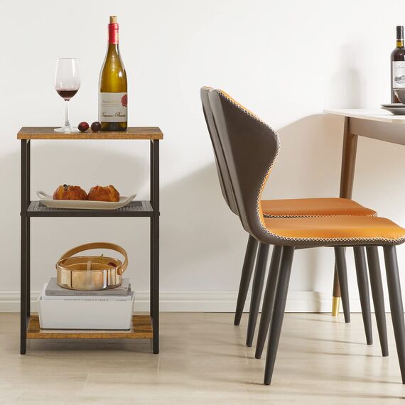 IBUYKE Beistelltisch,Nachttische mit Gitterablagen,Kleiner Couchtisch,Metallgestell,Industrie-Design,für Wohnzimmer, Schlafzimmer, Braun TMJ403H