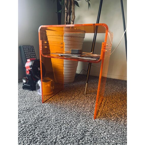 solaround Acryl Beistelltisch Nachttisch, Transparent U-Form Tisch, für Schlafzimmer Wohnzimmer, 40 x 30 x 50 cm (Orange)