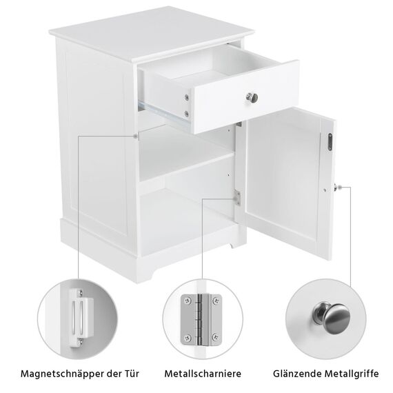 Yaheetech 2er Set Nachttisch Nachtschrank Nachtkommode mit Schublade und verstellbarem Einlegeboden Boxspringbett Beistelltisch Sofatisch für Schlafzimmer/Wohnzimmer, Weiß