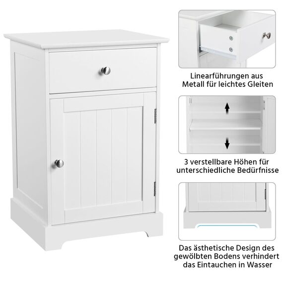 Yaheetech 2er Set Nachttisch Nachtschrank Nachtkommode mit Schublade und verstellbarem Einlegeboden Boxspringbett Beistelltisch Sofatisch für Schlafzimmer/Wohnzimmer, Weiß