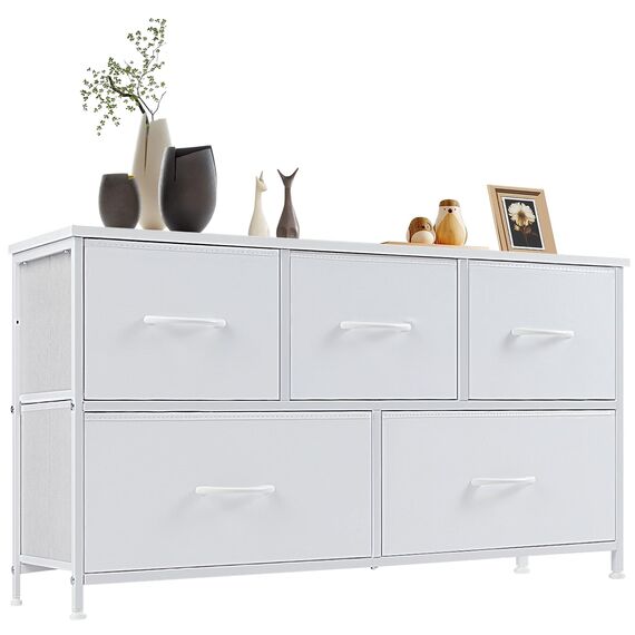 Sweetcrispy Kommode für Schlafzimmer, breite Schublade Kommode Organizer Storage Drawers Fabric Storage mit 5 Schubladen, kleine Kommode, TV Stand für Schlafzimmer, Schrank, Wohnzimmer, Kinderzimmer