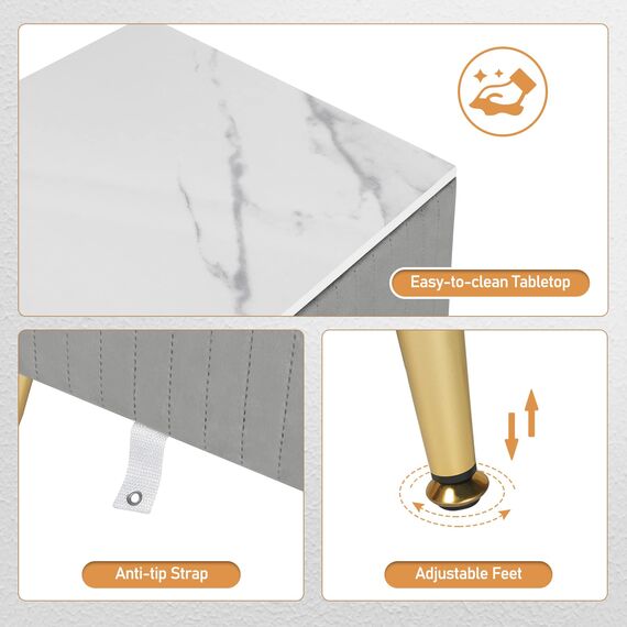 WOLTU 2er Set Nachttisch Nachtschrank für Boxspringbett, 3 Schubladen aus Massivholz, Kommode mit Schubladen Sideboard, einfache Montage, Höhe Tragfähigkeit, 40,5x41x60cm, Grau TS135gr-2