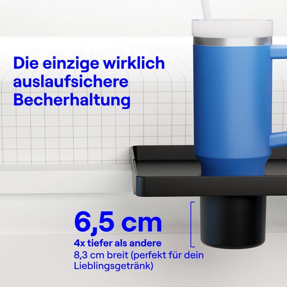 BedShelfie Nachttisch Zum Einhängen Bettablage für Etagenbett und Boxspringbett, Bettablage für WG-Zimmer, Betttablett Schwebend, – Mit Getränkehalter, Schwarz