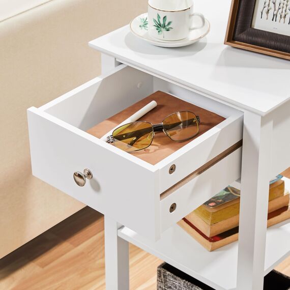 Yaheetech Nachttisch Nachtschrank mit Schublade Boxspringbett Nachtkommode Schmal Beistelltisch Sofatisch Telefontisch für Wohnzimmer/Schlafzimmer, 35x35x70cm