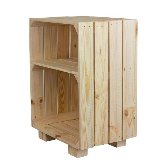 Kistenkolli Altes Land Nachttisch Abstelltisch weiß/Natur/geflammt Maße ca 30x40x55cm Regalkiste Flaschenablage Weinregal Apfelkiste/Weinkiste (Natur)