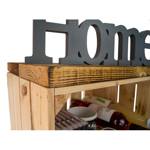 Kistenkolli Altes Land Nachttisch Abstelltisch weiß/Natur/geflammt Maße ca 30x40x55cm Regalkiste Flaschenablage Weinregal Apfelkiste/Weinkiste (Natur mit geflammter Planke)