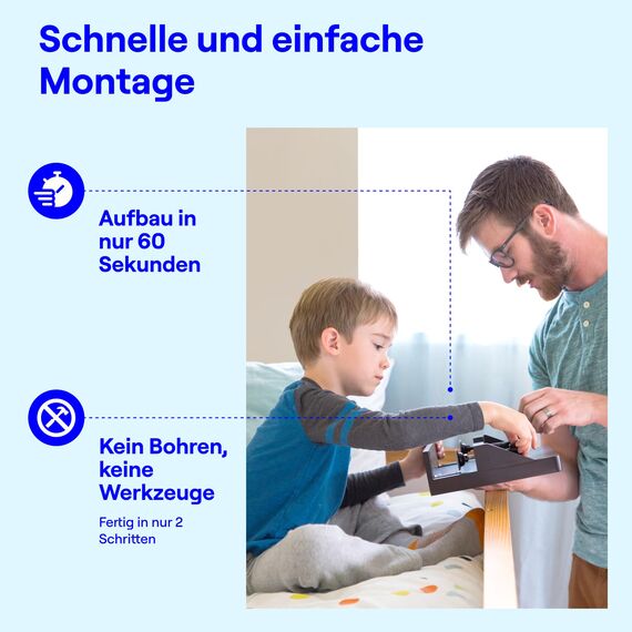 BedShelfie Nachttisch Zum Einhängen Bettablage für Etagenbett und Boxspringbett, Bettablage für WG-Zimmer, Betttablett Schwebend, – Mit Getränkehalter, Schwarz