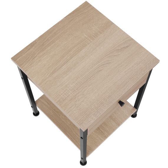 tectake® Nachttisch mit Schublade, 2 Ablagen, 40 x 40 x 55,5 cm, Couchtisch, Beistelltisch, Deko Wohnzimmer Möbel, Deko Schlafzimmer, Blumenständer, Nachtschrank - Industrial Holz hell, Eiche Sonoma