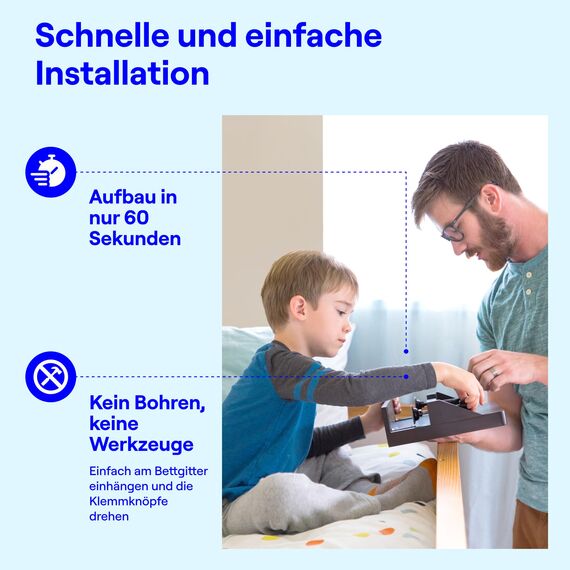 BedShelfie Nachttisch Zum Einhängen Bettablage für Etagenbett und Boxspringbett, Bettablage für WG-Zimmer, Betttablett Schwebend – Minimalist 2.0 Holz schwarz