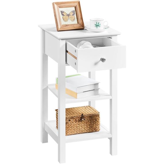 Yaheetech 2er Set Nachttisch weiß, Nachtschrank mit Schublade & 2 Abalgen, Moderne Nachtkommode für Boxspringbett, Beistelltisch Ablagetisch für Schlafzimmer Wohnzimmer, 70 cm hoch