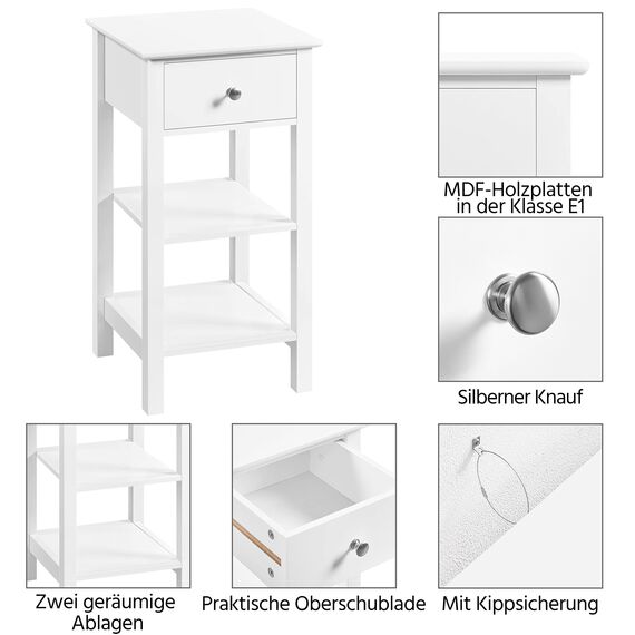 Yaheetech Nachttisch Nachtschrank mit Schublade Boxspringbett Nachtkommode Schmal Beistelltisch Sofatisch Telefontisch für Wohnzimmer/Schlafzimmer, 35x35x70cm