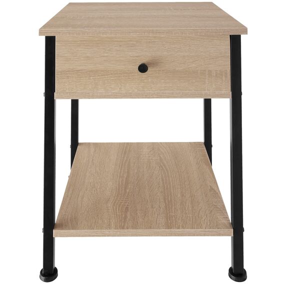 tectake® Nachttisch mit Schublade, 2 Ablagen, 40 x 40 x 55,5 cm, Couchtisch, Beistelltisch, Deko Wohnzimmer Möbel, Deko Schlafzimmer, Blumenständer, Nachtschrank - Industrial Holz hell, Eiche Sonoma