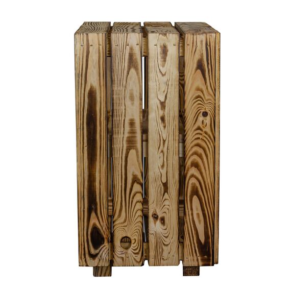 Kistenkolli Altes Land Nachttisch Abstetlltisch weiß/Natur/geflammt Maße ca 30x40x55cm Regalkiste Flaschenablage Weinregal Apfelkiste/Weinkiste (Geflammt)