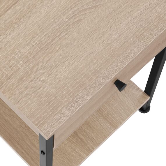 tectake® Nachttisch mit Schublade, 2 Ablagen, 40 x 40 x 55,5 cm, Couchtisch, Beistelltisch, Deko Wohnzimmer Möbel, Deko Schlafzimmer, Blumenständer, Nachtschrank - Industrial Holz hell, Eiche Sonoma