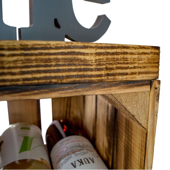 Kistenkolli Altes Land Nachttisch Abstelltisch weiß/Natur/geflammt Maße ca 30x40x55cm Regalkiste Flaschenablage Weinregal Apfelkiste/Weinkiste (geflammt mit geflammter Planke)