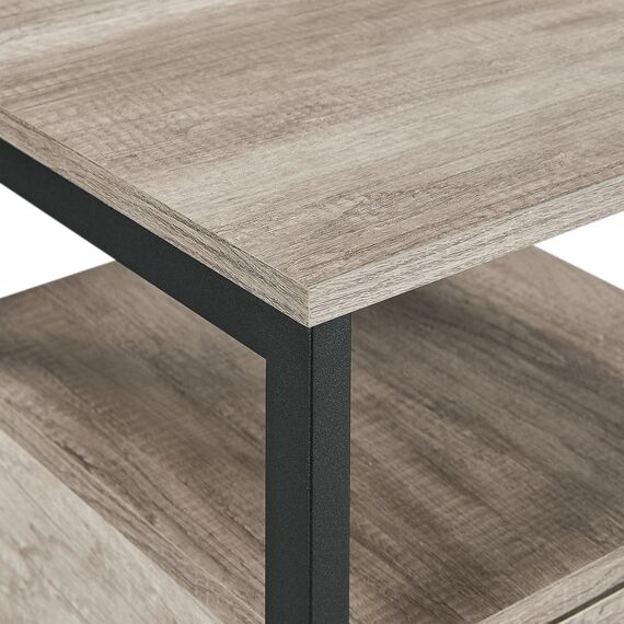 Yaheetech Nachttisch 2er Set Nachtschrank Nachtkommode mit Schubladen und Ablagefach Metallgestell Beistelltisch Couchtisch für Wohnzimmer, Schlafzimmer, Grau